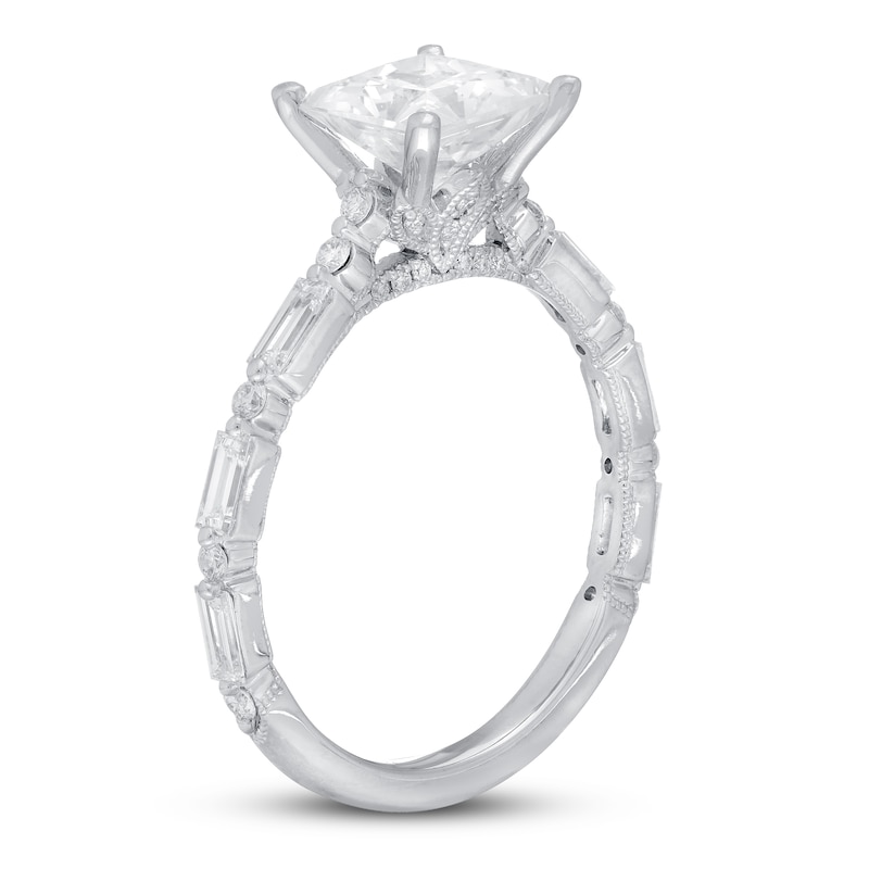 Neil Lane Premiere Diamond Engagement Ring 1-7/8 ct tw Princess, Baguette & Round White Gold Plated
