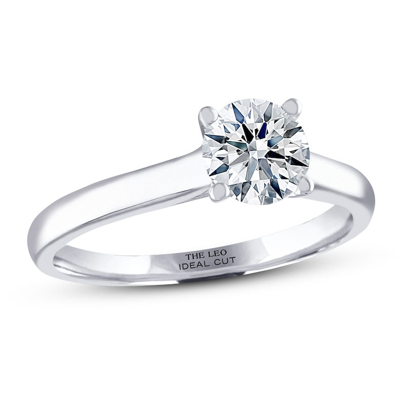 THE LEO Ideal Cut Diamond Solitaire Engagement Ring 1 ct tw White Gold Plated