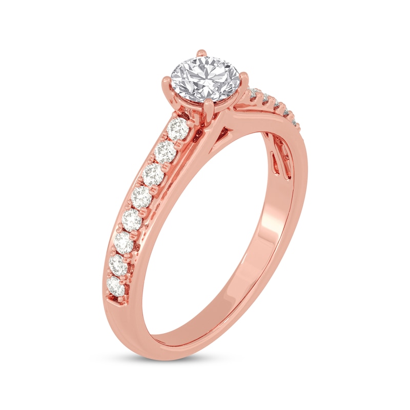 Round-Cut Diamond Engagement Ring 3/4 ct tw Rose Gold Plated