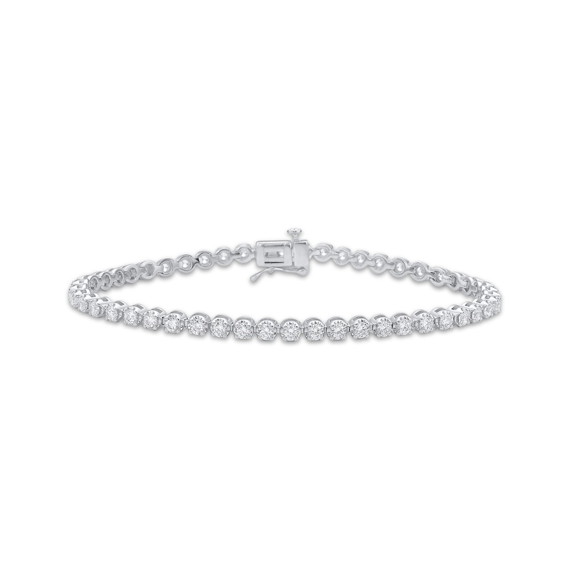 Diamond Tennis Bracelet 3 ct tw Round-Cut White Gold Plated 7"
