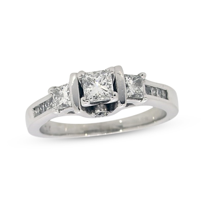 Three-Stone Diamond Ring 1 ct tw Princess-cut White Gold Plated