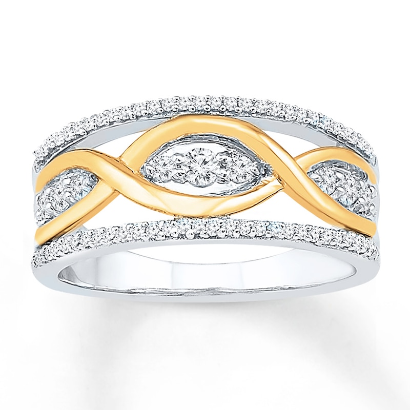Diamond Ring 1/3 ct tw Round-cut Two-Tone Gold Plated