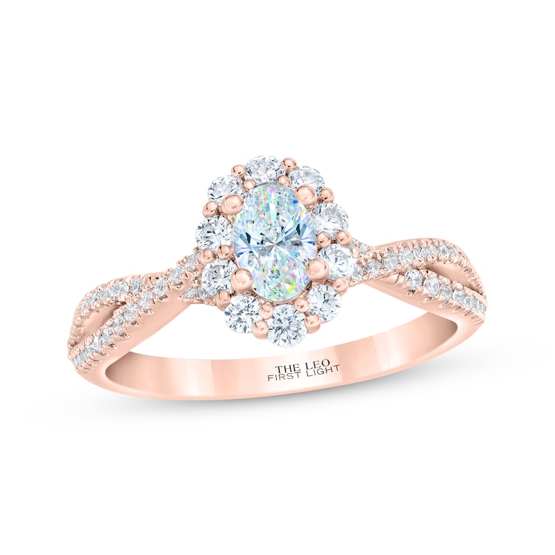 THE LEO First Light Diamond Oval-Cut Engagement Ring 1 ct tw Rose Gold Plated