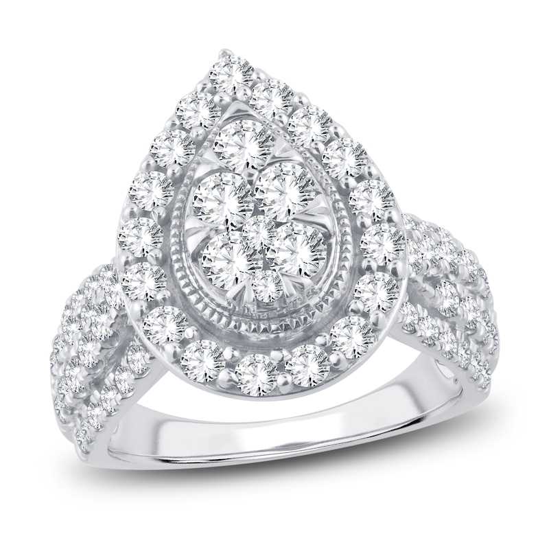 Diamond Engagement Ring 2 ct tw Round-Cut White Gold Plated