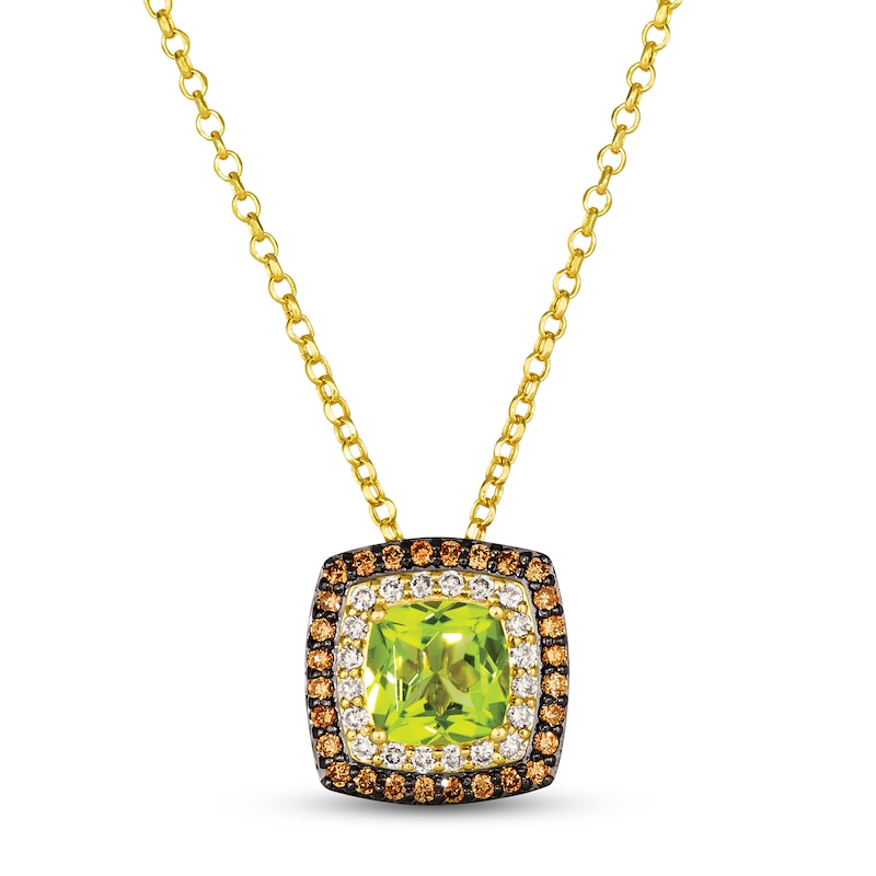 Le Vian Peridot Necklace 1/2 ct tw Diamonds Honey Gold Plated 19"