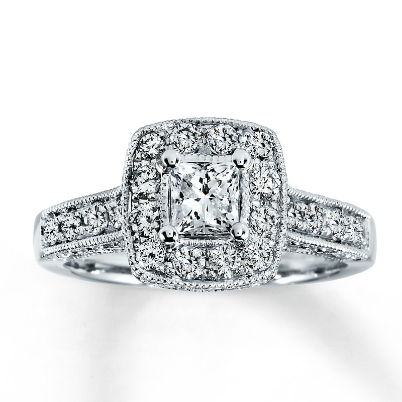 Ring 1 ct tw Diamonds White Gold Plated