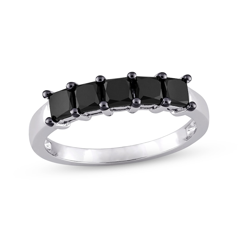 Black Diamond Anniversary Band 1-1/4 ct tw Princess-cut White Gold Plated