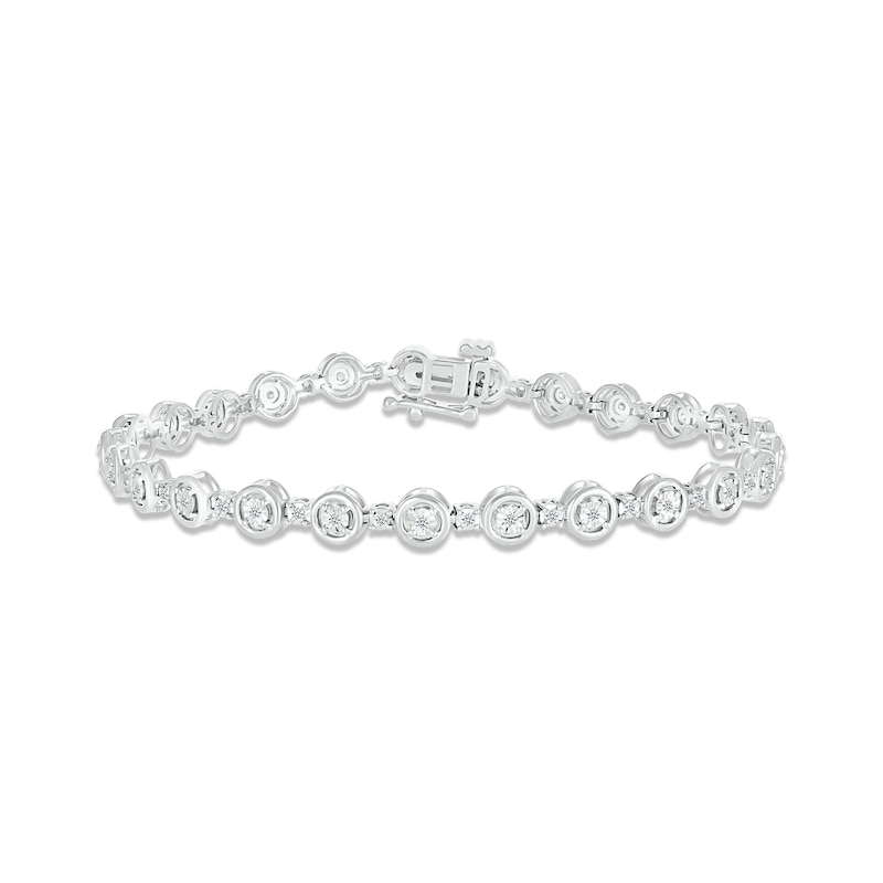 Diamond Tennis Bracelet 1/4 ct tw Round-cut White Gold Plated 7.25"