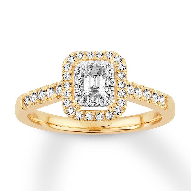 Emerald-Cut Diamond Engagement Ring 1/2 ct tw Yellow Gold Plated