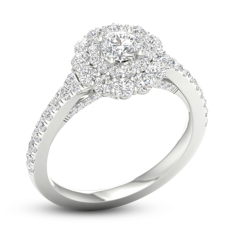 Diamond Engagement Ring 1-1/4 ct tw Round-cut White Gold Plated