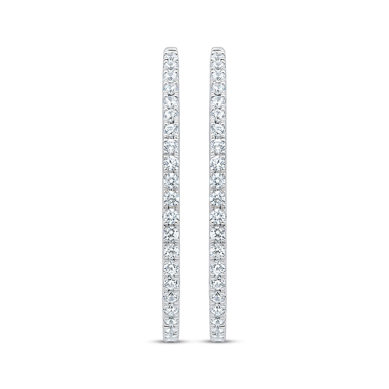 Unstoppable Love Diamond Double Hoop Earrings 1/2 ct tw White Gold Plated