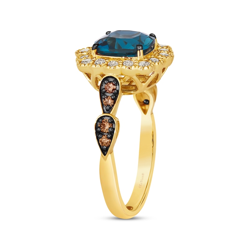 Le Vian Cushion-Cut Blue Topaz Ring 1/2 ct tw Diamonds Honey Gold Plated