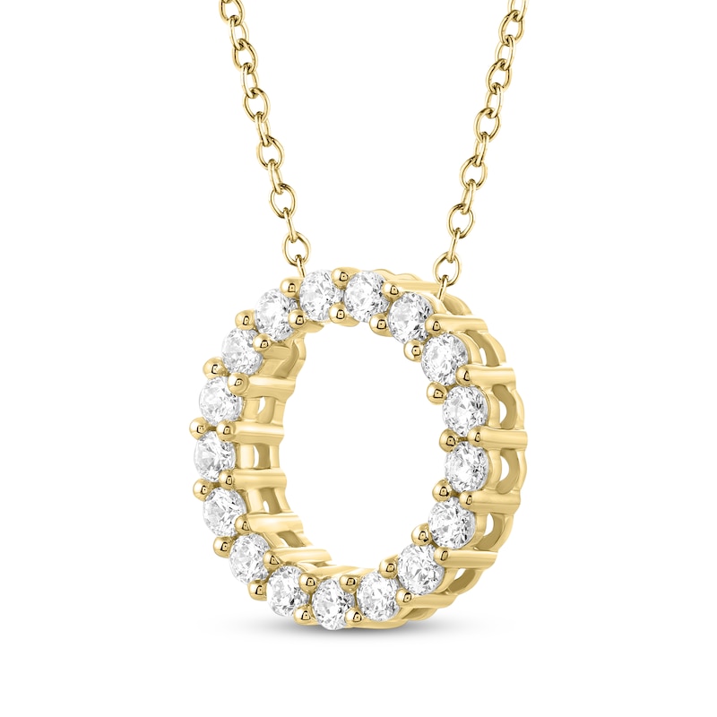 THE LEO Diamond Circle Necklace 1 ct tw Yellow Gold Plated 19"