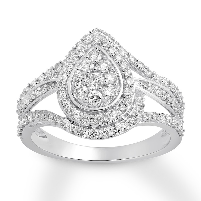 Diamond Ring 1 ct tw Round-cut White Gold Plated