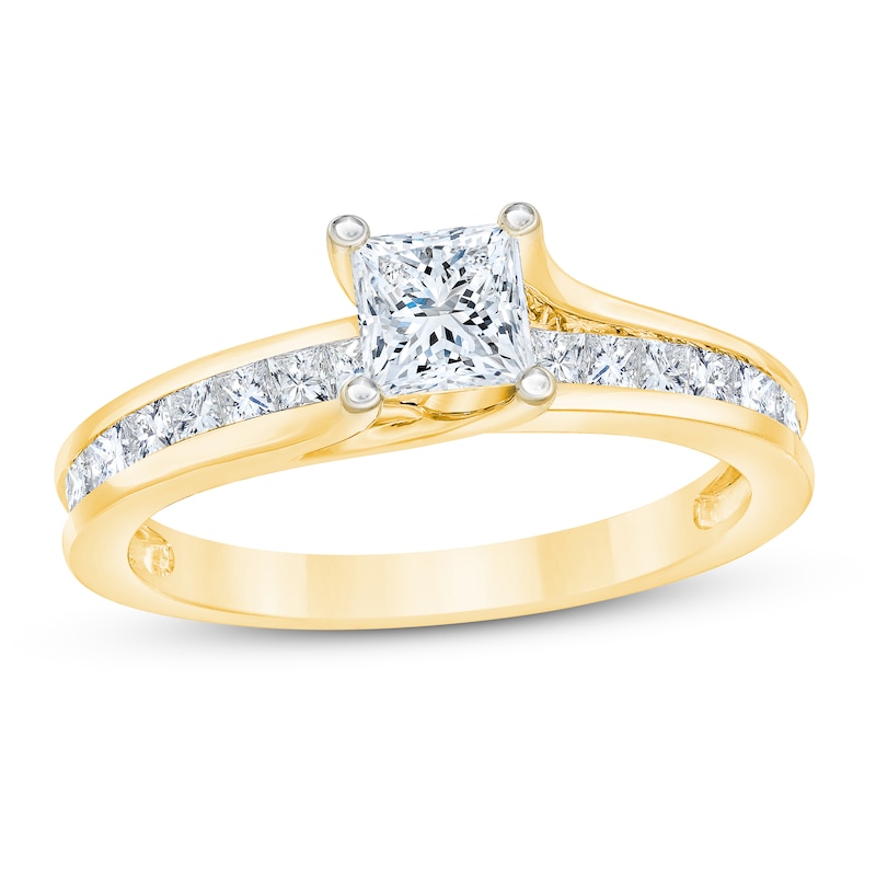 Diamond Engagement Ring 1 ct tw Princess-cut Yellow Gold Plated