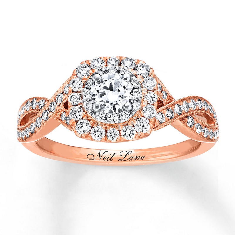 Neil Lane Round Diamond Engagement Ring 7/8 ct tw Two-Tone Gold Plated