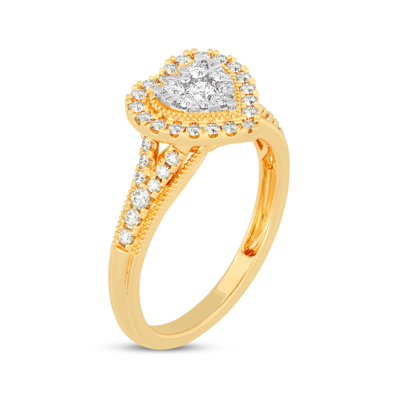 Round-Cut Diamond Heart-Shaped Engagement Ring 1/2 ct tw Yellow Gold Plated