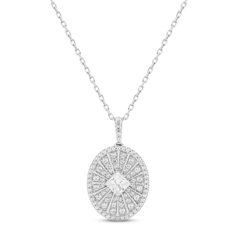 Diamond Necklace 1/2 ct tw Princess & Round-cut White Gold Plated 18"