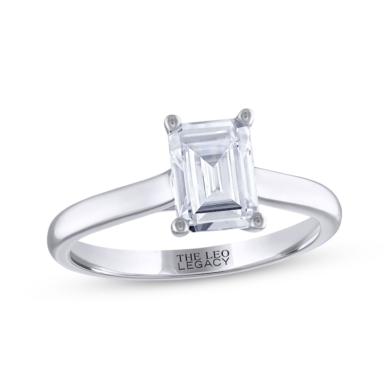 THE LEO Legacy Lab-Created Diamond Emerald-Cut Solitaire Engagement Ring 1-1/2 ct tw White Gold Plated