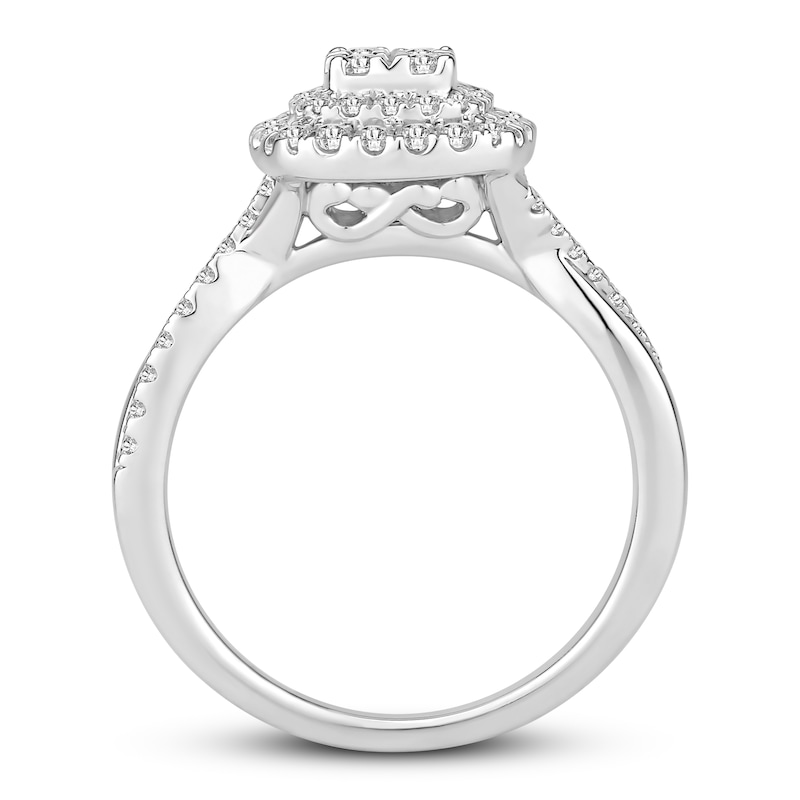 Diamond Engagement Ring 5/8 ct tw Round-cut White Gold Plated