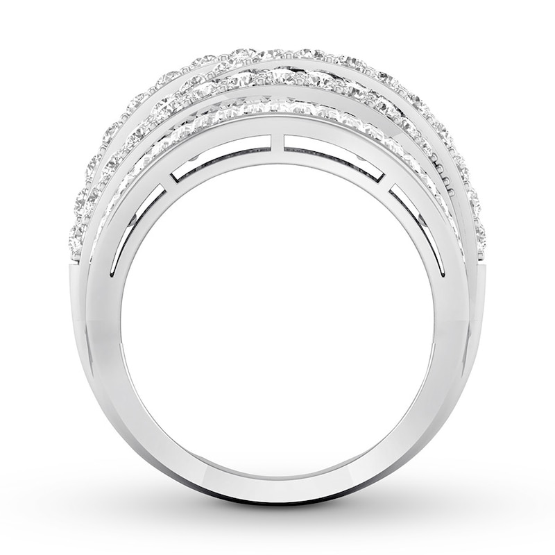Diamond Anniversary Band 2 ct tw Round/Baguette White Gold Plated