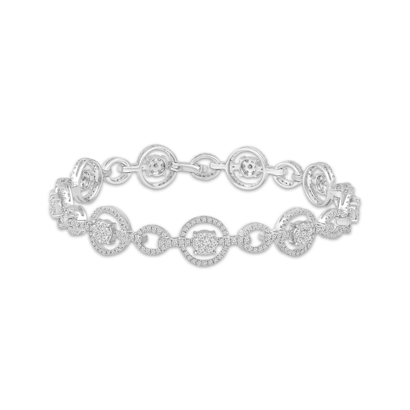 Diamond Round & Oval-Link Bracelet 2-1/2 ct tw White Gold Plated 7"