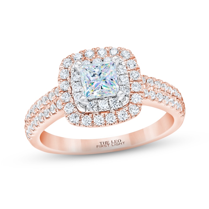 THE LEO First Light Diamond Princess-Cut Engagement Ring 1 ct tw Two-Tone Gold Plated