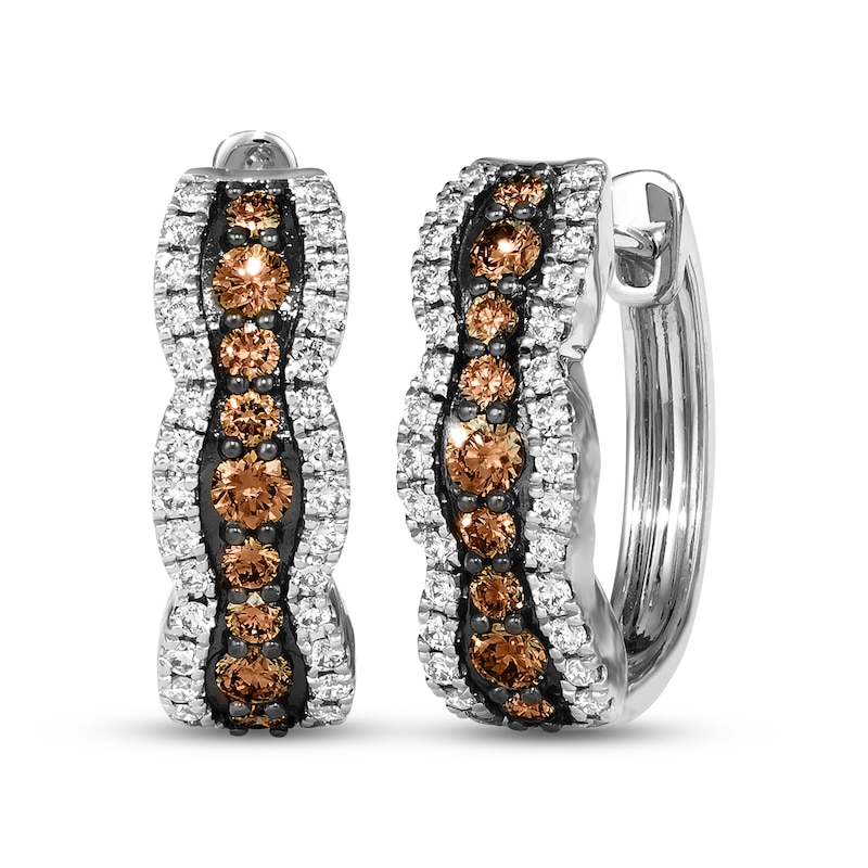 Le Vian Chocolate Waterfall Diamond Hoop Earrings 1 ct tw Vanilla Gold Plated