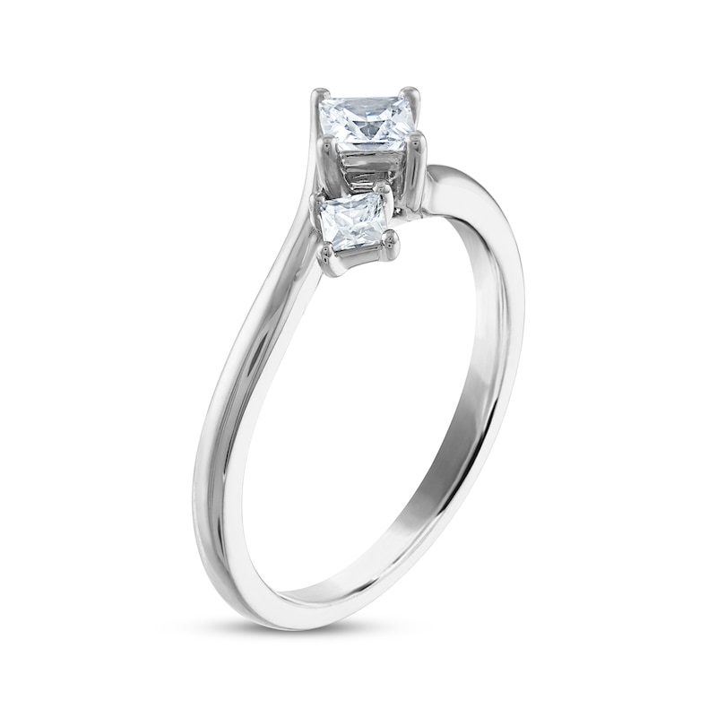 Princess-Cut Diamond Three-Stone Engagement Ring 1/2 ct tw White Gold Plated