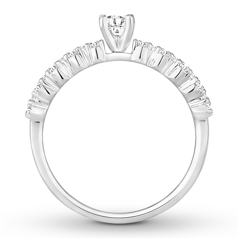 Diamond Engagement Ring 1/2 ct tw Round-cut White Gold Plated