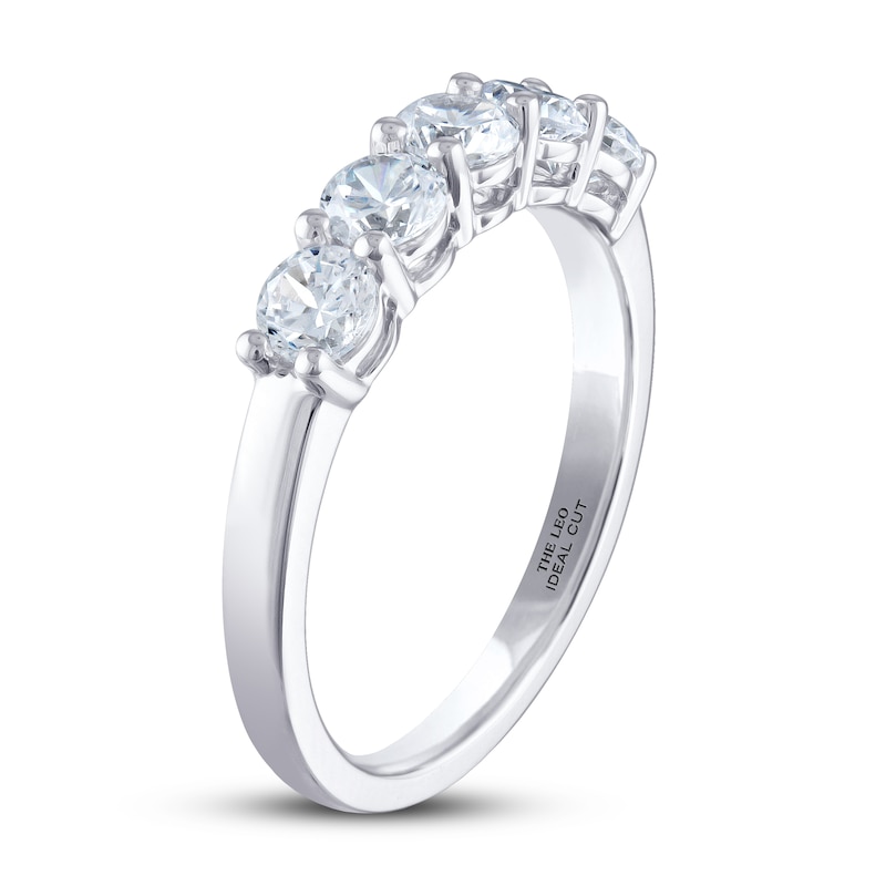 THE LEO Ideal Cut Diamond Anniversary Ring 1 ct tw White Gold Plated