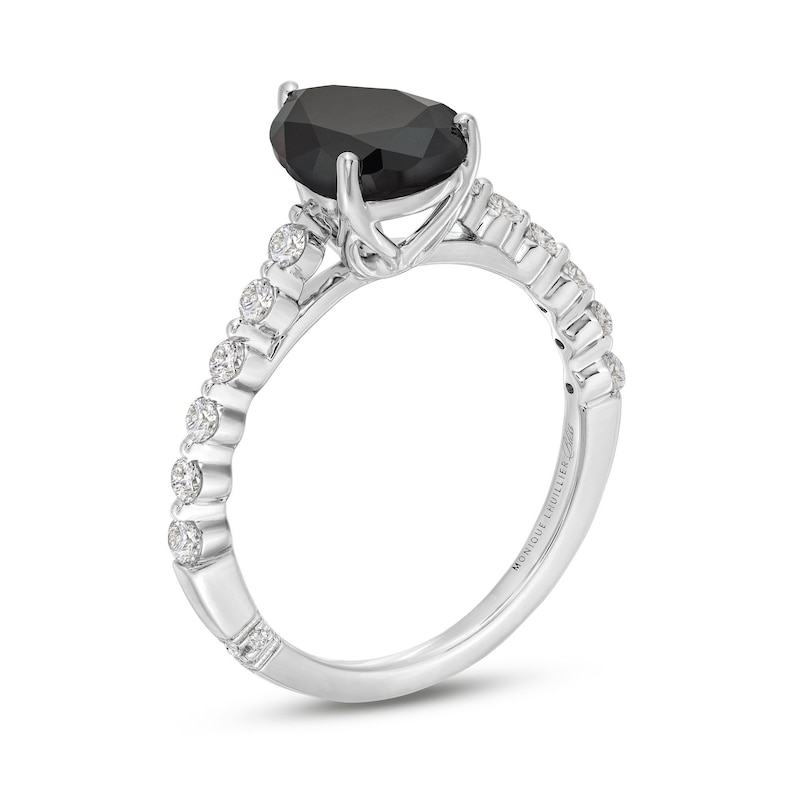 Monique Lhuillier Bliss Pear-Shaped Black & White Diamond Engagement Ring 2-5/8 ct tw White Gold Plated