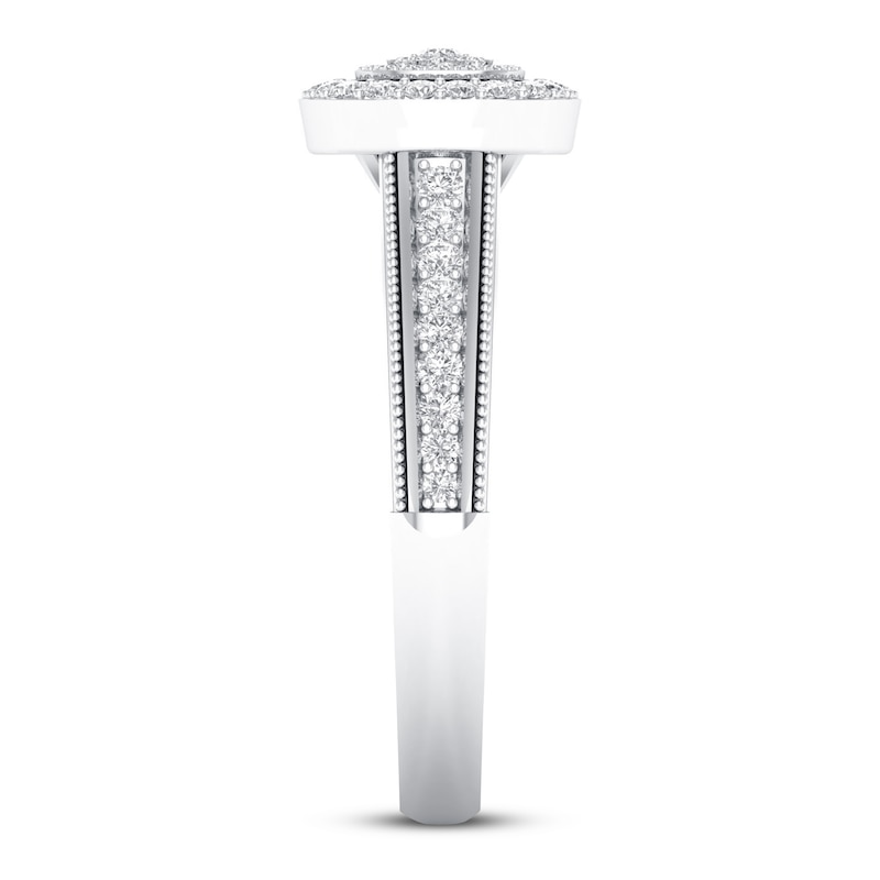 Diamond Engagement Ring 1/3 ct tw Round-cut White Gold Plated