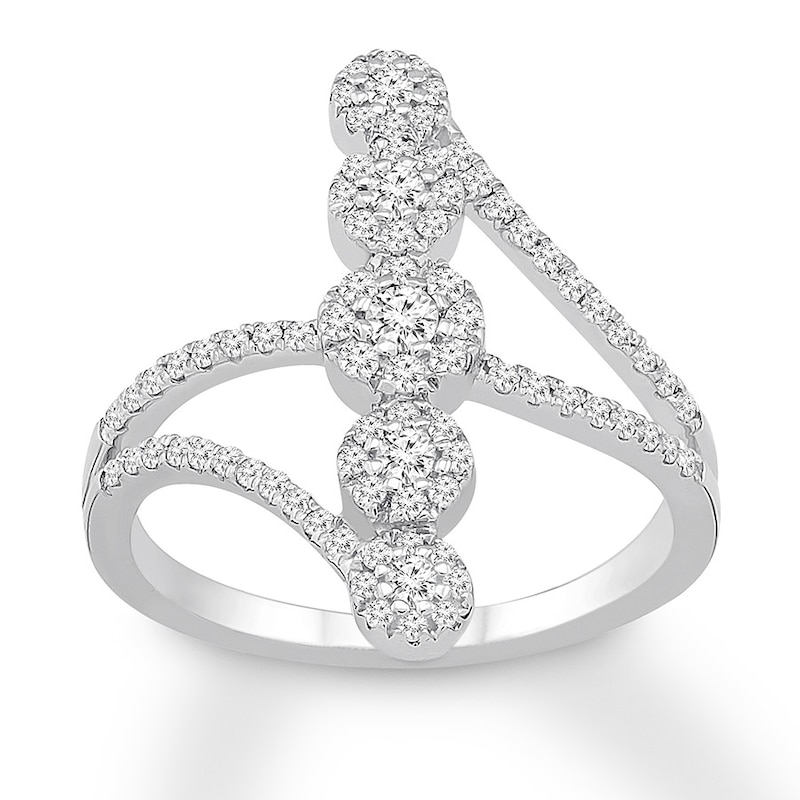 Diamond North South Ring 1/2 ct tw Round-cut White Gold Plated