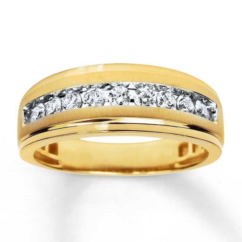 Men's Wedding Band 1/2 ct tw Round-cut Diamonds Yellow Gold Plated