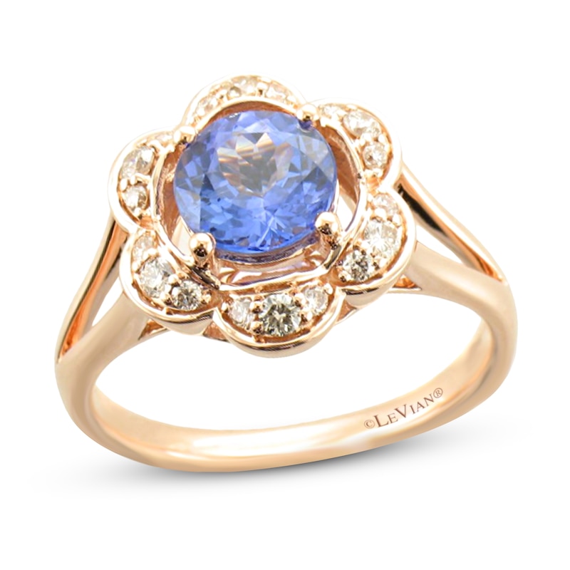 Le Vian Tanzanite Ring 1/5 ct tw Diamonds Strawberry Gold Plated - Size 7