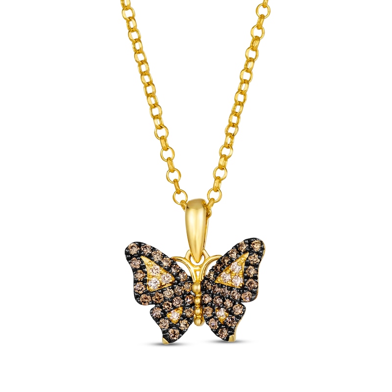 Le Vian Diamond Butterfly Necklace 1/3 ct tw Honey Gold Plated 19"