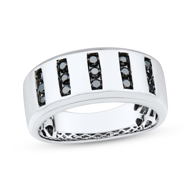 Men’s Round-Cut Black Diamond Anniversary Band 1/2 ct tw White Gold Plated