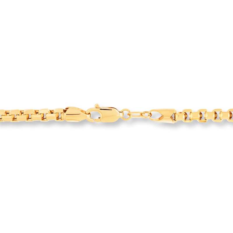Hollow Box Chain Necklace Yellow Gold Plated 22"