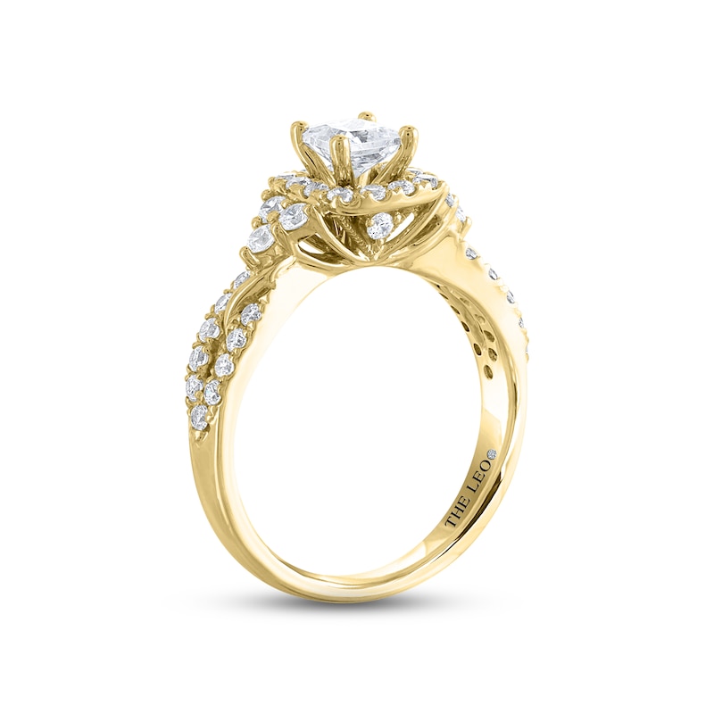 THE LEO Diamond Engagement Ring 1-1/8 ct tw Princess & Round-cut Yellow Gold Plated