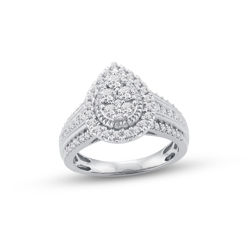 Diamond Engagement Ring 1 ct tw Round-cut White Gold Plated