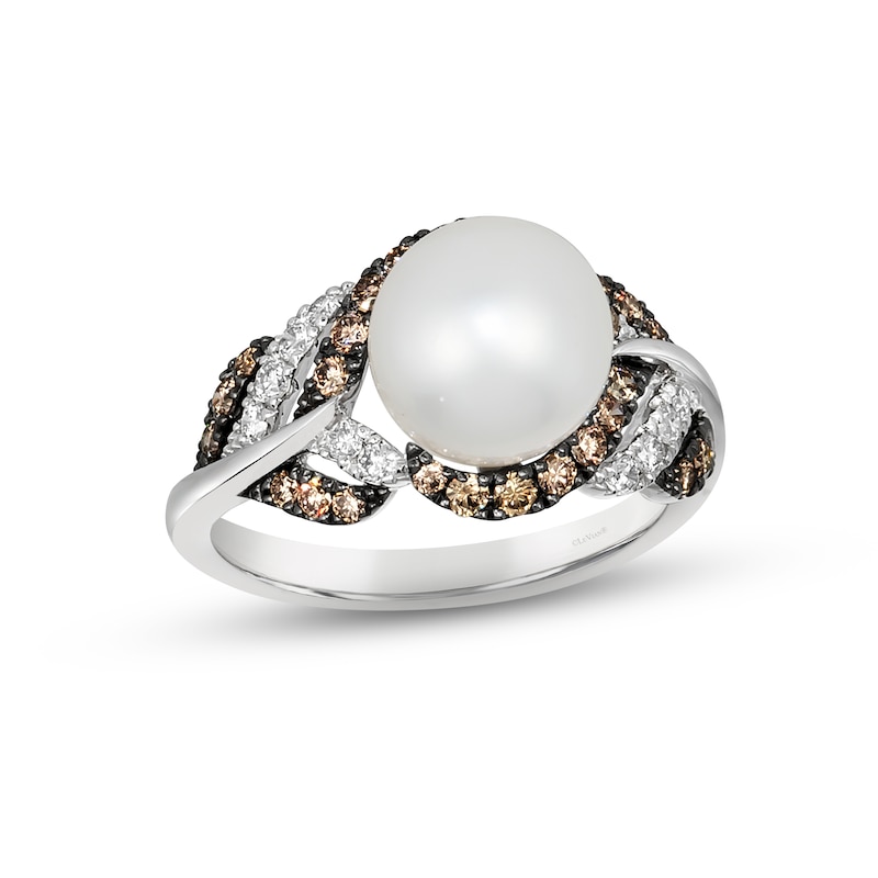Le Vian Cultured Pearl Ring 1/2 ct tw Diamonds Vanilla Gold Plated