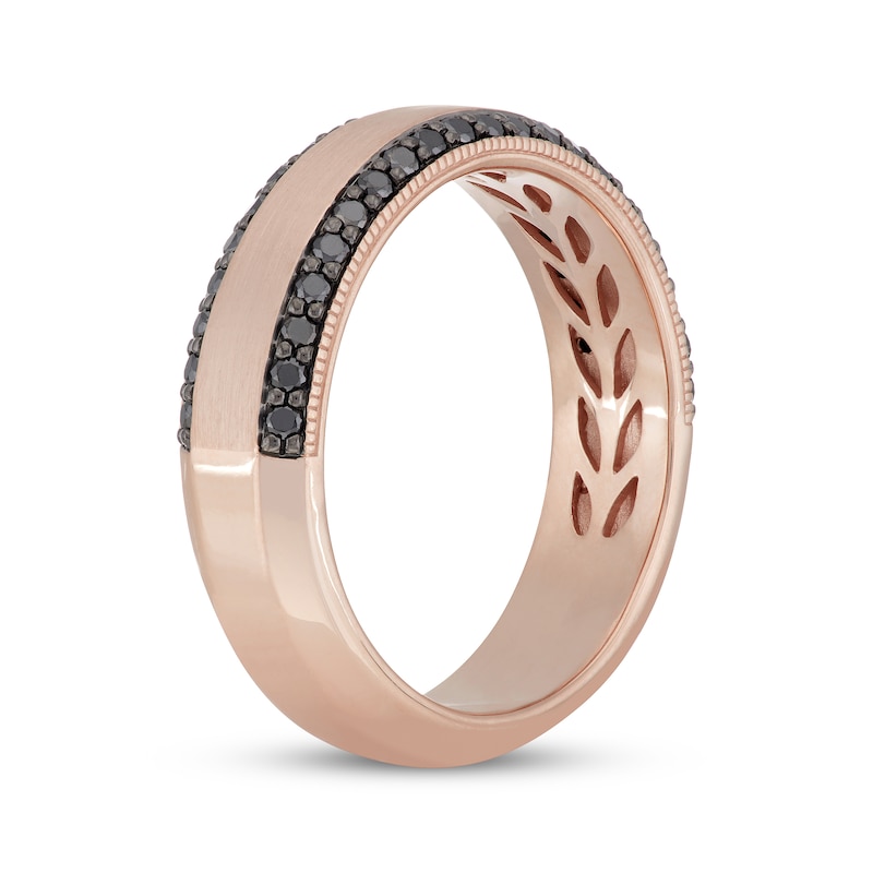 Neil Lane Men's Black Diamond Wedding Band 1/2 ct tw Rose Gold Plated