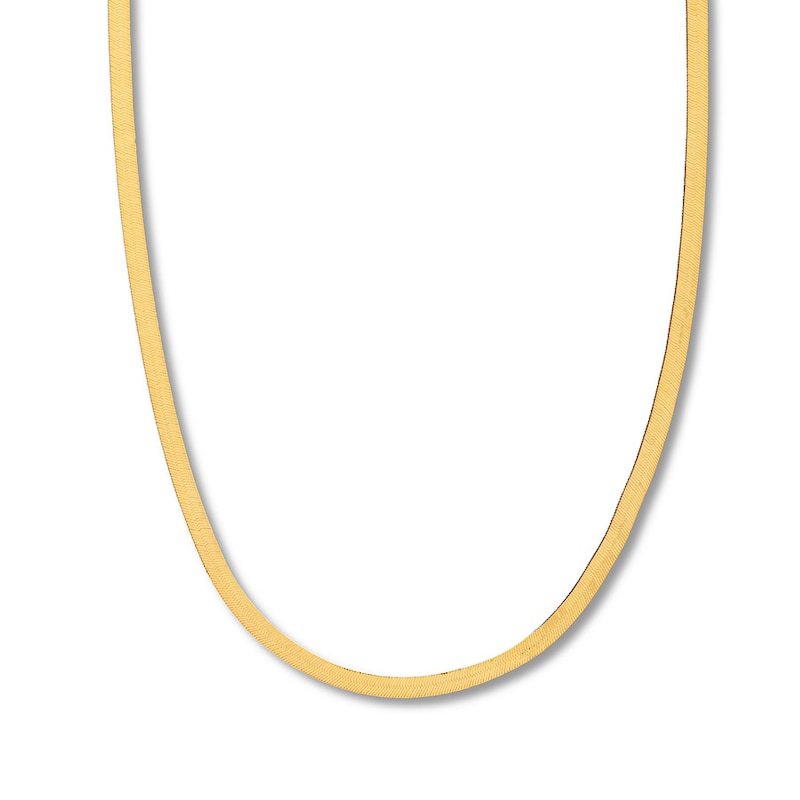 16 Solid Herringbone Chain Necklace Yellow Gold Plated Appx. 5.25mm