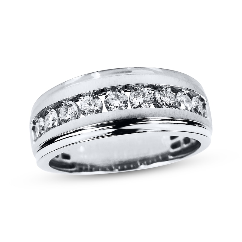 Men's Diamond Wedding Band 1 ct tw White Gold Plated