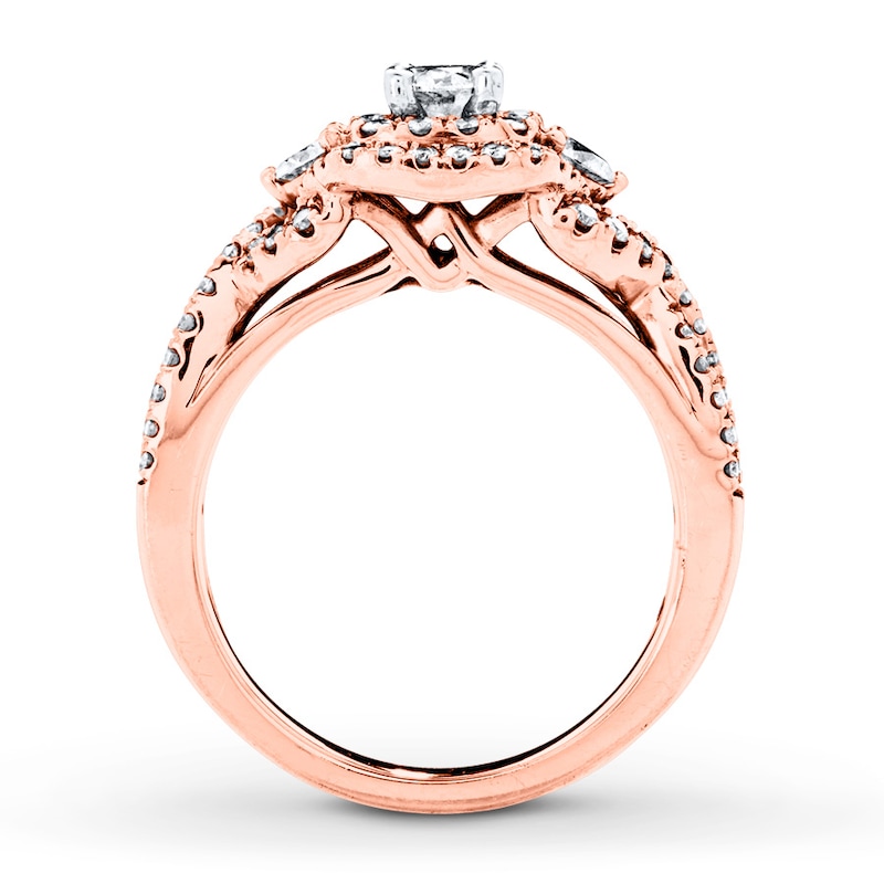 Diamond Engagement Ring 1 ct tw Round-cut Rose Gold Plated