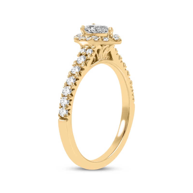Pear-Shaped & Round-Cut Diamond Engagement Ring 3/4 ct tw Yellow Gold Plated