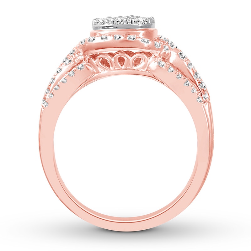Diamond Engagement Ring 1 ct tw Round-cut Rose Gold Plated