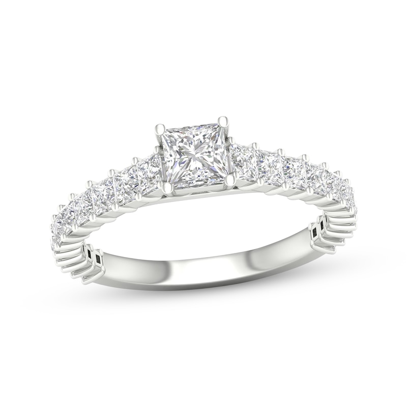 Princess-Cut Diamond Engagement Ring 1-1/3 ct tw White Gold Plated