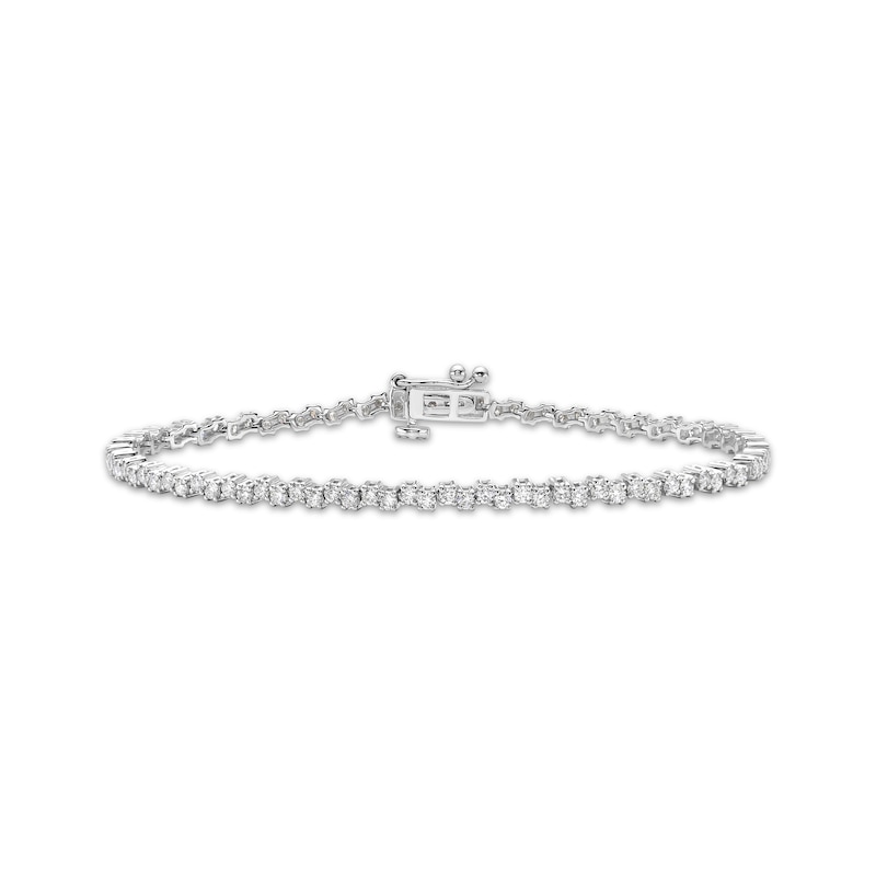 Diamond Staggered Line Tennis Bracelet 2 ct tw White Gold Plated 7"